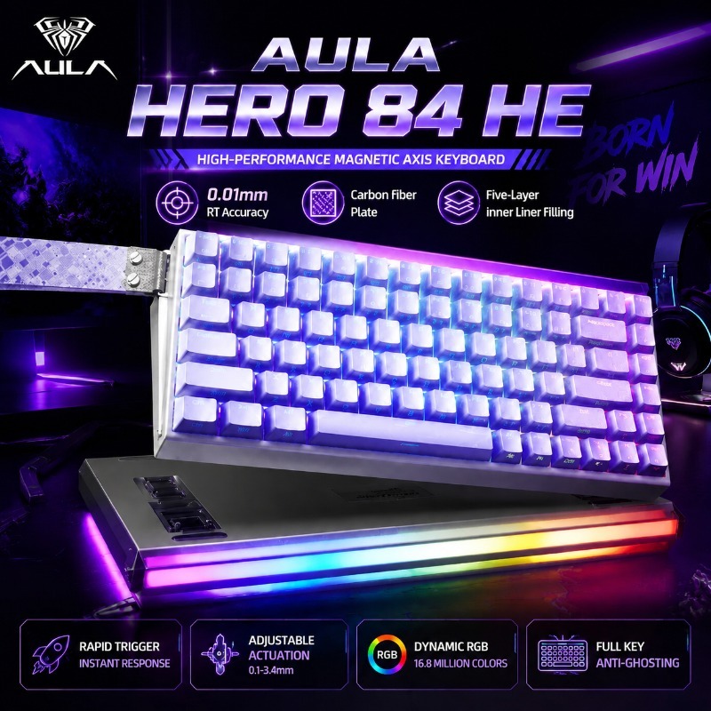 Gaming Keyboard Mechanical - AULA HERO84 Manyetik Oyun Mekanik Klavyesi