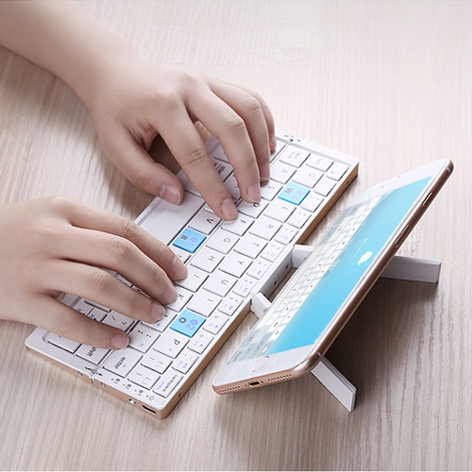 Gaming Keyboard Budget - Tri-katlanır katlanabilir Bluetooth kablosuz klavye alüminyum
