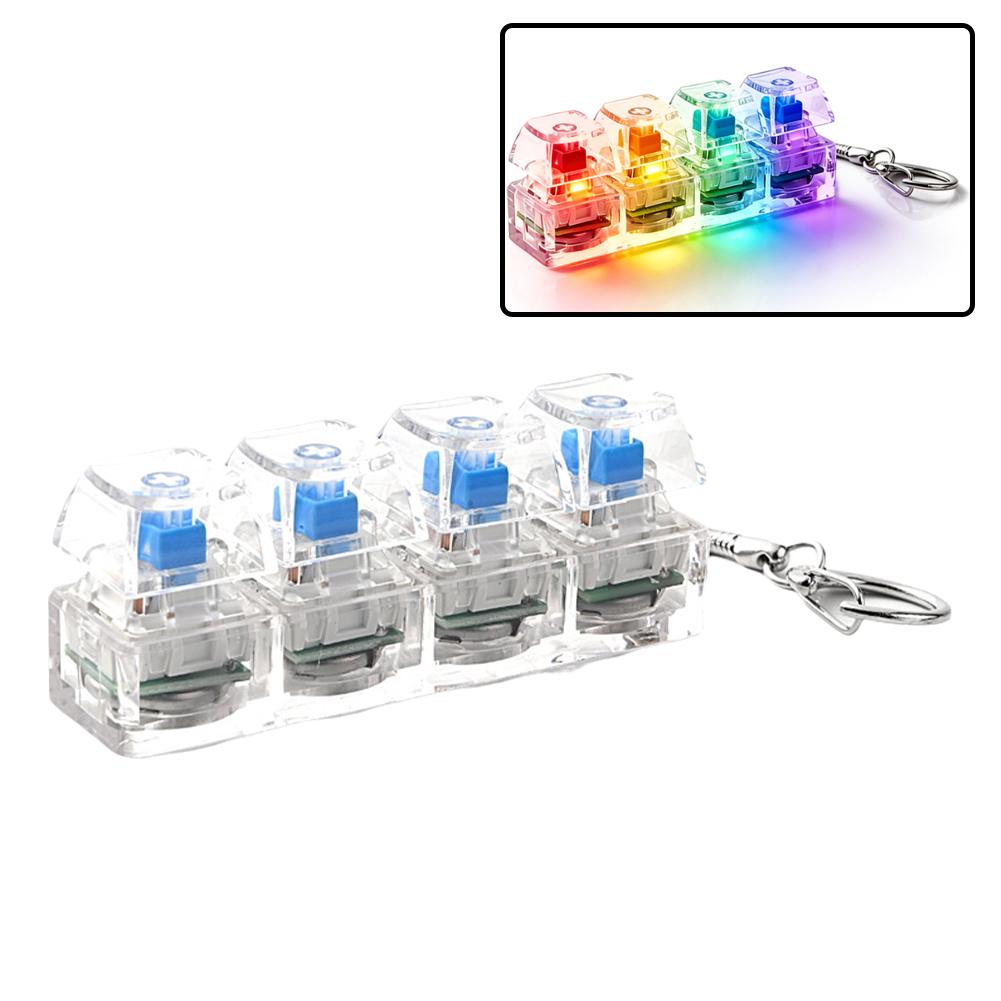 Mechanical Switch Tester - LED Işıklı Fidget Anahtarlık, 4 Tuşlu