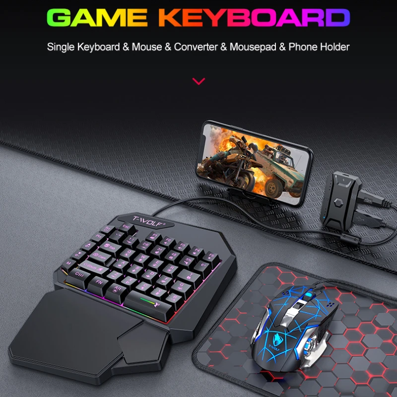 T-WOLF TF900 tek elle klavye t - Gaming Keyboard Mobile incelemesi ve fiyatı