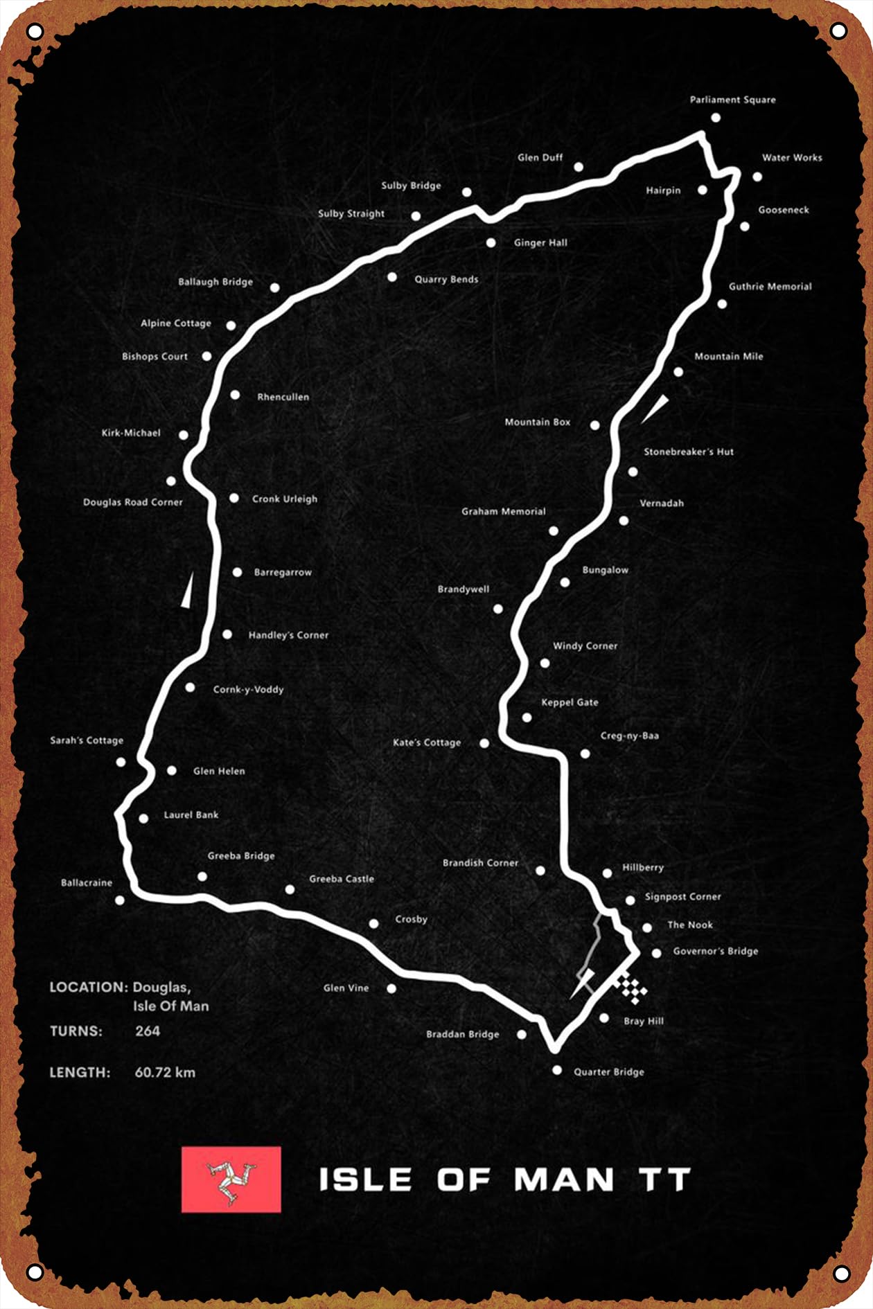 Isle of Man Circuit Poster Met - Brass Weight Plate incelemesi ve fiyatı